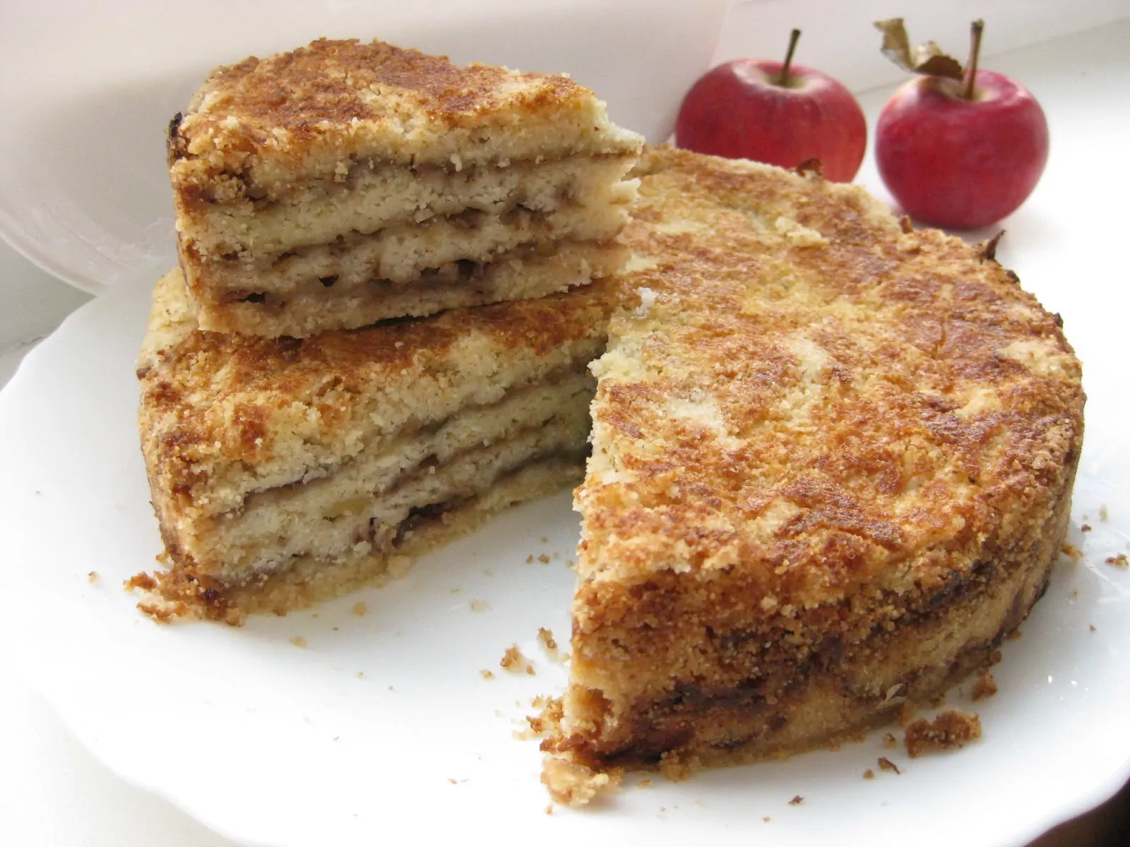 Tarta de manzana fácil de hacer sin huevos, con mantequilla