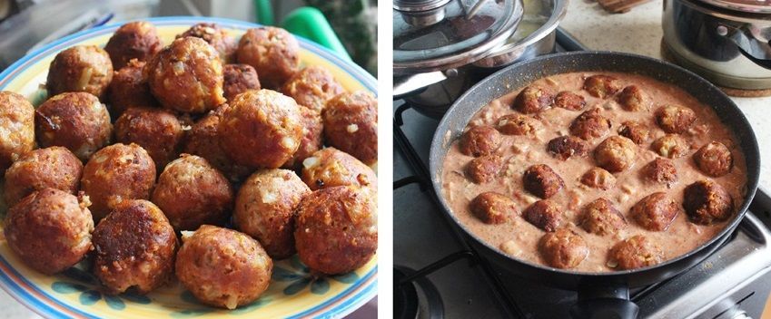 Albóndigas de pollo en salsa de vino