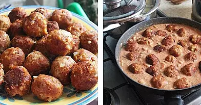 Albóndigas de pollo en salsa de vino